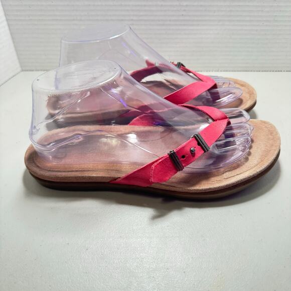 UGG PINK LEATHER ADJUSTABLE FLIP FLOPS SZ 8 - Picture 2 of 7